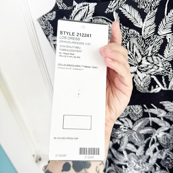 Joseph Ribkoff Zip Front Black White Floral Shift Bodycon Ruffle Dress NEW 10 - Picture 16 of 16